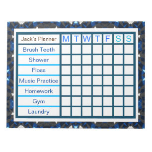 ADHD ADD Boy’s Men’s Weekly Checklist Planner Notepad