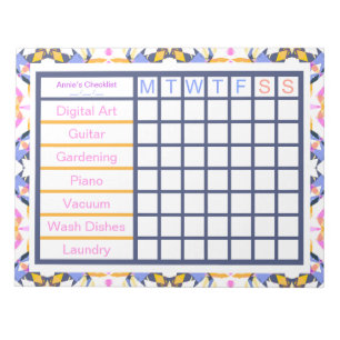 ADHD ADD Girl’s Women’s Weekly Checklist Reminder  Notepad