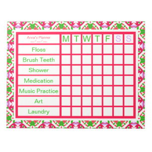 ADHD ADD Girl’s Women’s Weekly Checklist Reminder  Notepad