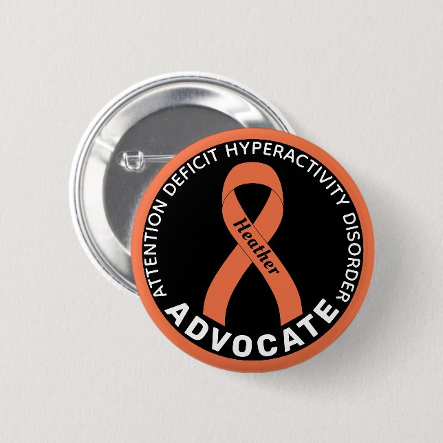 ADHD Advocate Ribbon Black Button (Front & Back)