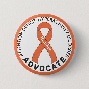 ADHD Advocate Ribbon White Button