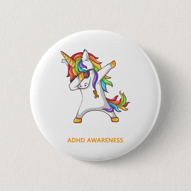 ADHD Awareness ADHD Awarrior Unbreakable 6 Cm Round Badge (Front)