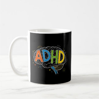 ADHD Awareness Colourful Brain Word Illustration Coffee Mug