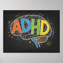 ADHD Awareness Colourful Brain Word Illustration