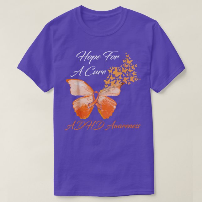 ADHD Awareness Hope For A Cure Butterfly  T-Shirt (Design Front)