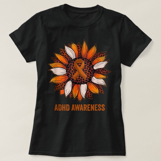 ADHD Awareness Month Orange Ribbon   T-Shirt (Design Front)