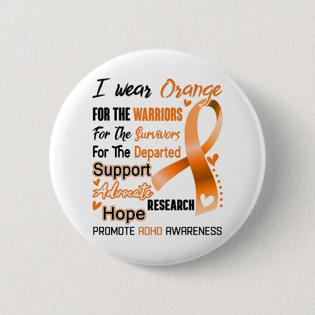 ADHD Awareness Month Ribbon Gifts 6 Cm Round Badge (Front)