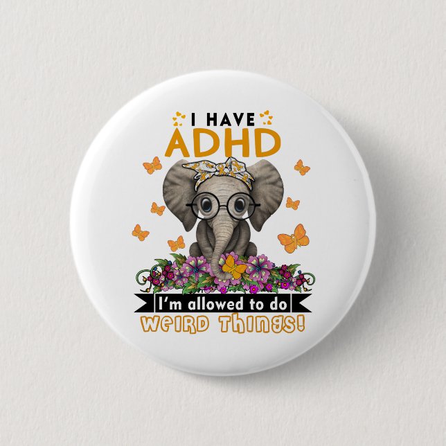 ADHD Awareness Month Ribbon Gifts 6 Cm Round Badge (Front)