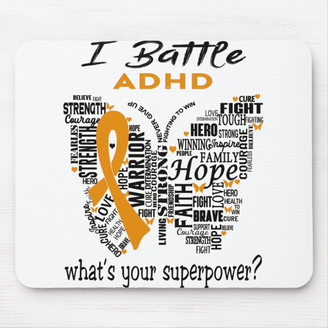 ADHD Awareness Month Ribbon Gifts Mouse Mat (Front)