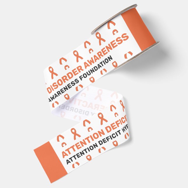 ADHD Awareness Pattern Ribbon Grosgrain Ribbon (Front+Back)