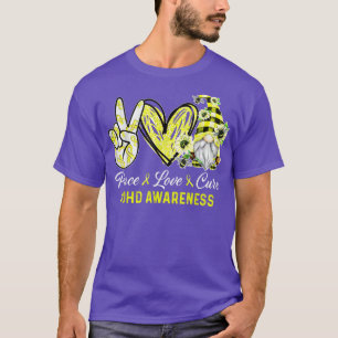 ADHD Awareness Peace Love Cure Gnome T-Shirt