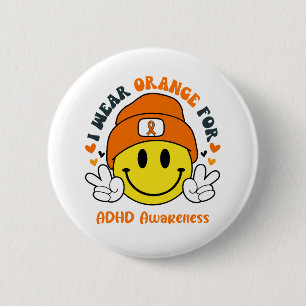 ADHD Awareness Ribbon Support Gifts 6 Cm Round Badge