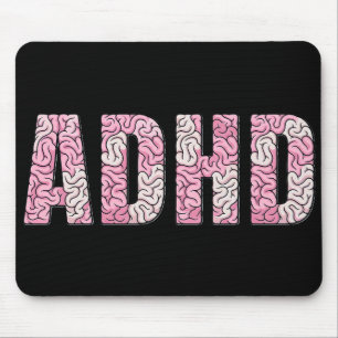 ADHD Brain Letters - Pink & Beige Anatomy Text Art Mouse Mat