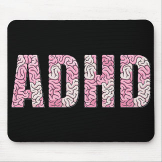 ADHD Brain Letters - Pink & Beige Anatomy Text Art Mouse Mat