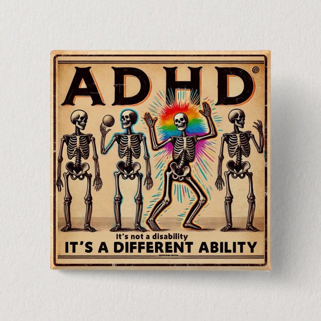 adhd burnout club  15 cm square badge (Front)