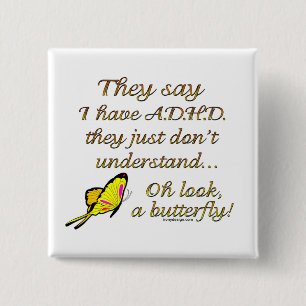 ADHD Butterfly 15 Cm Square Badge