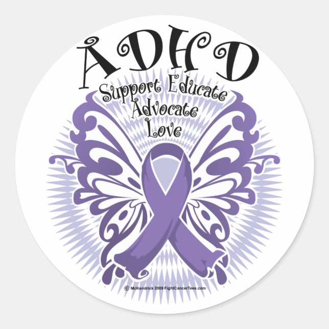 ADHD Butterfly 3 Classic Round Sticker (Front)