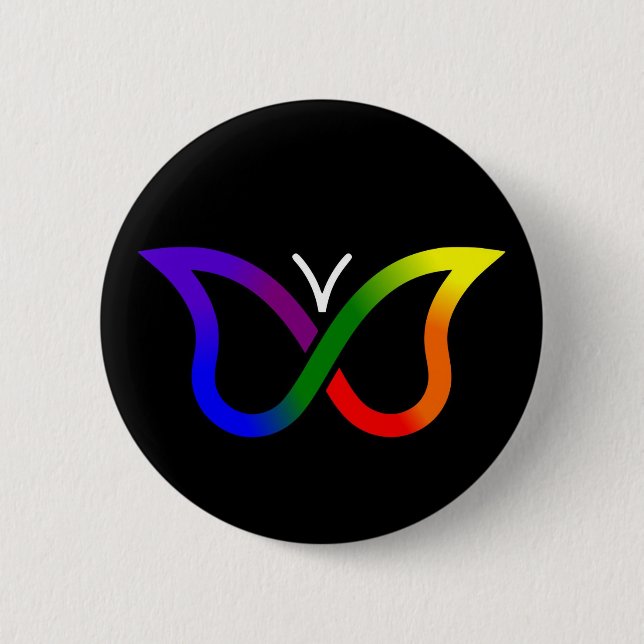 ADHD Butterfly Neurodiversity Button Badge (black) (Front)