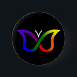 ADHD Butterfly Neurodiversity Button Badge (black)<br><div class="desc">Based on the "rainbow infinity" neurodiversity symbol,  with an ADHD butterfly twist.</div>
