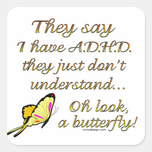 ADHD Butterfly Square Sticker