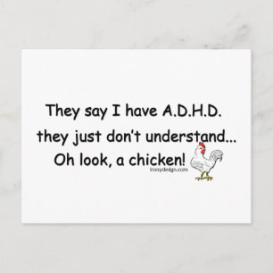 ADHD Chicken Humour Saying Postcard