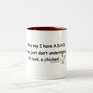 ADHD Chicken Humour Two-Tone Coffee Mug
