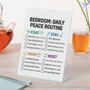 ADHD Cleaning Routine Bedroom Checklist Pedestal Sign