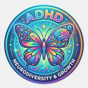 ADHD Club 6 Classic Round Sticker