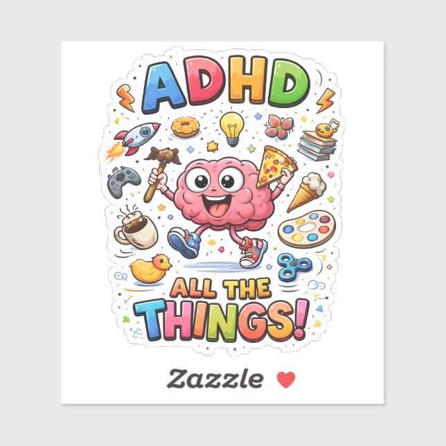 ADHD Creative Humour Custom-Cut Vinyl Sticker (Sheet)