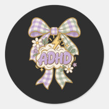 ADHD Cute Boho Bow Brain Lightning Sticker