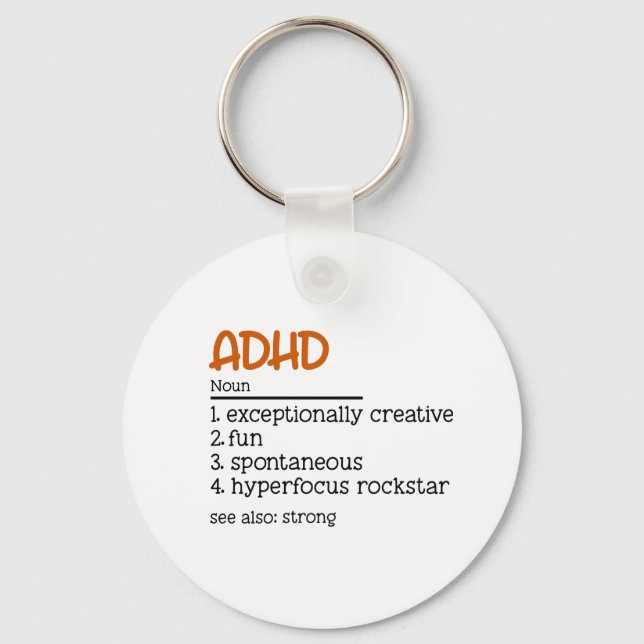 ADHD Definition Neurodiversity Awareness   Key Ring (Front)