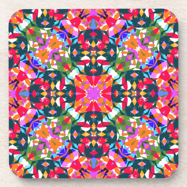 ADHD Dopamine Boost Positivity Pattern Colourful Coaster (Front)