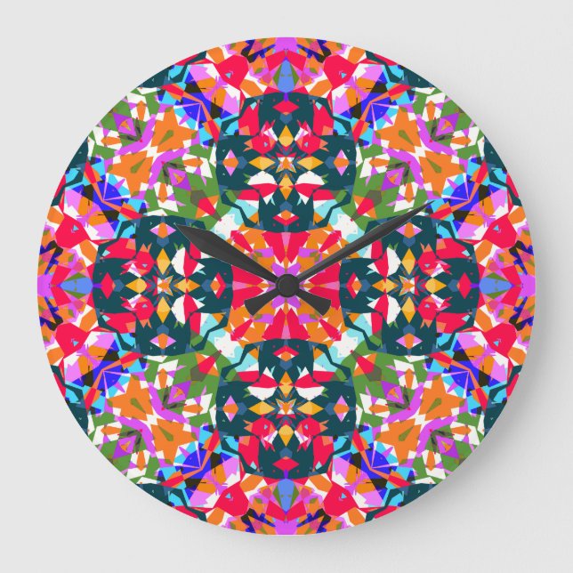 ADHD Dopamine Boost Positivity Pattern Colourful Large Clock (Front)