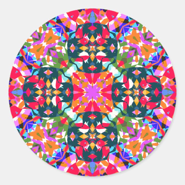 ADHD Dopamine Decor Positivity Pattern Colourful Classic Round Sticker (Front)