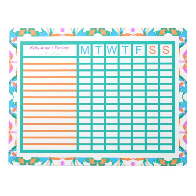 ADHD Girl’s Women’s Weekly Tracker Project Planner Notepad (Front)