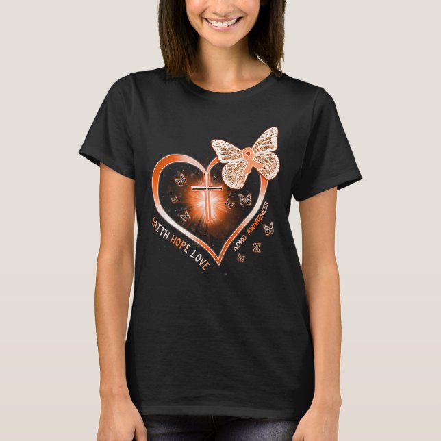 ADHD heart cross gift warrior T-Shirt (Front)