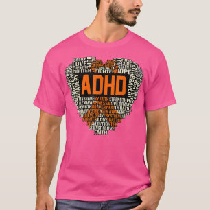 ADHD Heart Orange Ribbon Disability Awareness Grap T-Shirt
