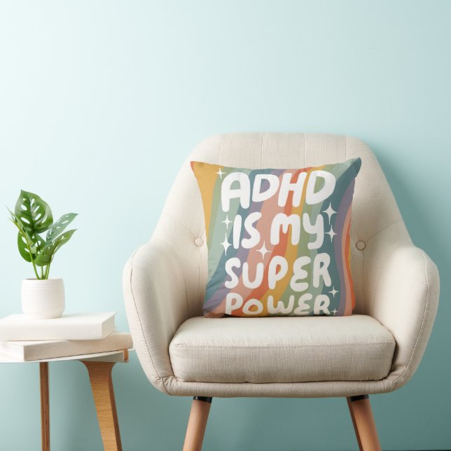 ADHD is my Superpower Cheerful Fun Bubble Letters  Cushion (Chair)
