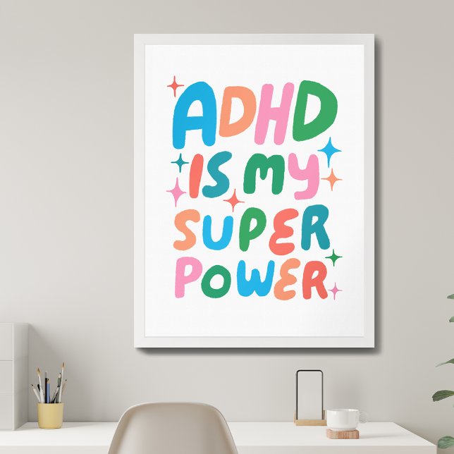 ADHD is my Superpower Colourful Fun Bubble Letters Poster (ADHD is my Superpower Colorful Fun Bubble Letters Poster
)