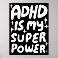 ADHD is my Superpower Fun Bubble Letters B&W
