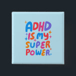 ADHD is my Superpower Fun Bubble Letters Colourful 15 Cm Square Badge<br><div class="desc">Hand made button art for you! Customise with your own text or change the colours. Check my shop for lots more colours and designs or let me know if you'd like something custom!</div>