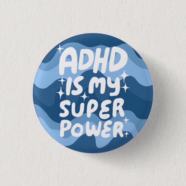 ADHD is my Superpower Fun Bubble Letters Colourful 3 Cm Round Badge (Front)