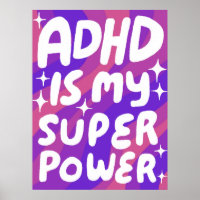 ADHD is my Superpower Fun Bubble Letters Purple