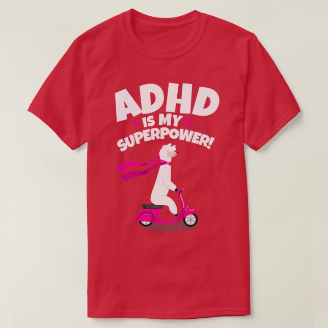 ADHD is My Superpower Llama T-Shirt (Design Front)