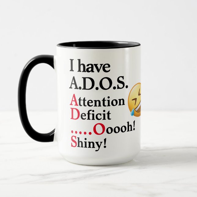 ADHD Joke Funny Office Coffee, Tea, Cocoa ceramic Mug (Left)