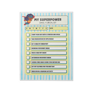ADHD KIds Daily Checklist Notepad