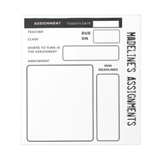 ADHD Kids Personalised Pad for Homework Tracking