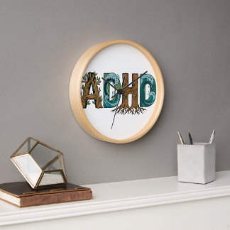 ADHD Nature Elements Typography Design Clock