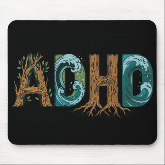 ADHD Nature Elements Typography Design Mouse Mat