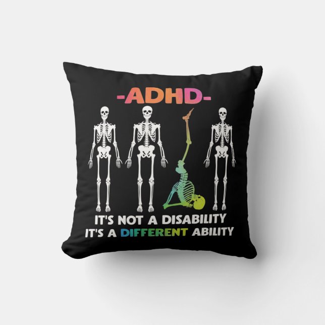 ADHD Not Disability Different Ability Skeleton Cushion (Front)